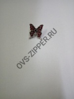Брошь бабочка (сер+крас)